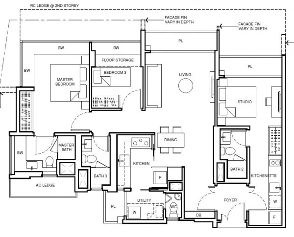 Coco Palms Floor Plan 3 bedrooms dual key