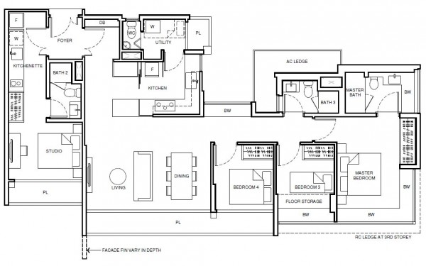 Coco Palms Floor Plan 4 bedrooms dual key